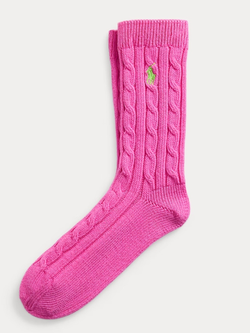 Polo Ralph Lauren Cable-Knit Crew Socks Pink NWT FIT SHOE SIZE 4- 10 1/2